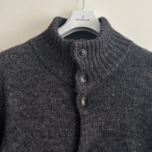 Our Legacy Grey High Neck Alpaca Linen Wool Chunky Knit Cardigan 40 M- L - Picture 3 of 13